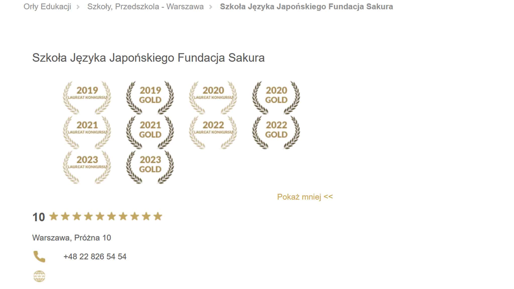 You are currently viewing Szkoła Sakura laureatem Orłów Edukacji 2023